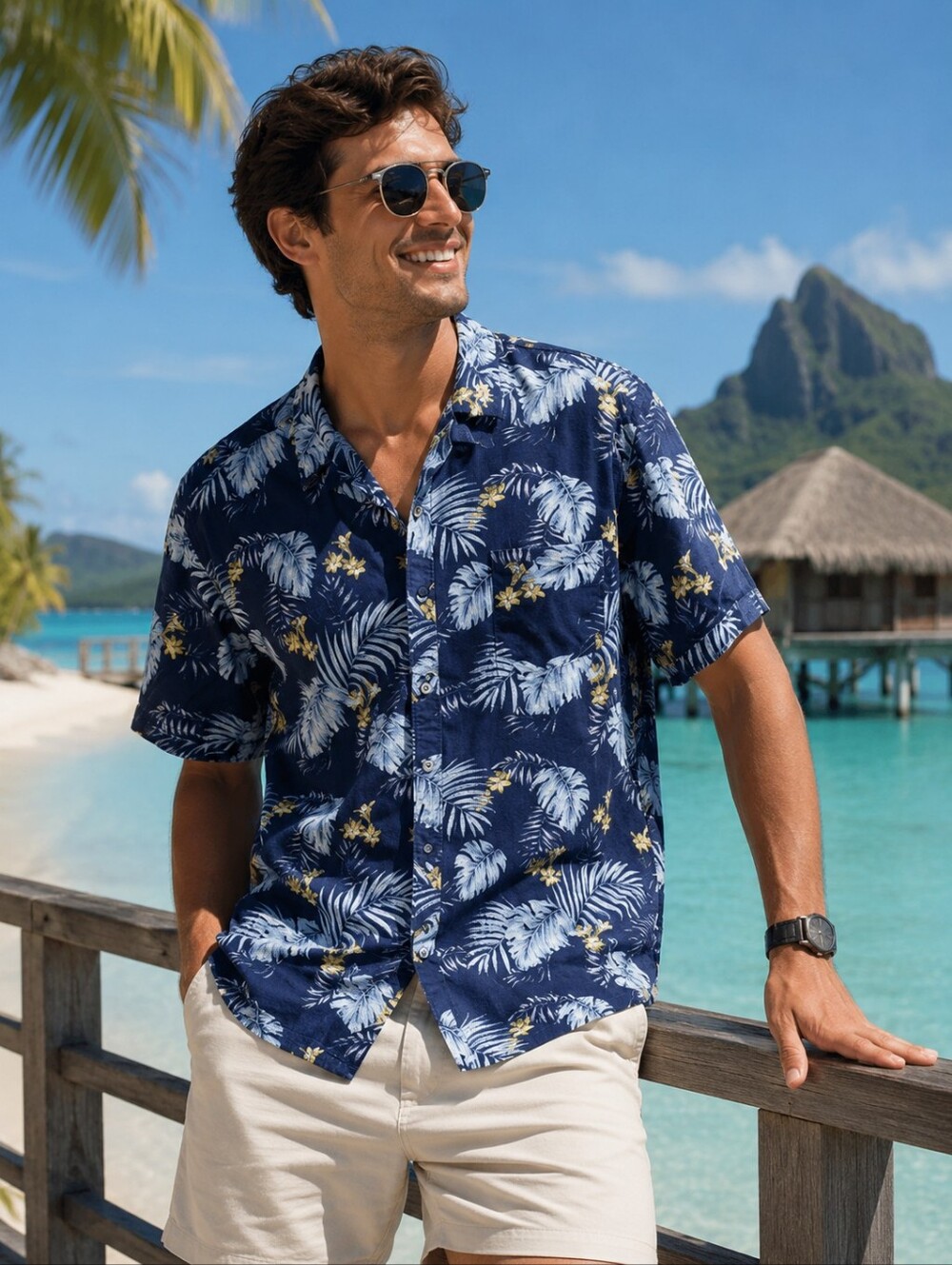 MBX Premium Goods Short Sleeve Button-front Hawaiian Shirt Aloha Men's XXL